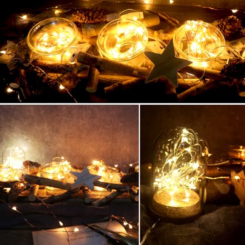 OakHaomie 6 Pack Battery Operated Fairy Lights 10ft Copper Wire Warm White No Remote