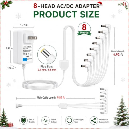 4.5V Power Adapter for Lemax Christmas Halloween Village Lights - Multi-Output Replacement