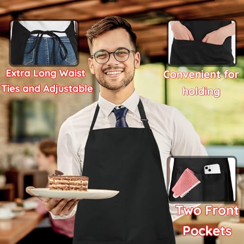 4-Pack Waterproof Kitchen Bib Aprons with Pockets, Adjustable & Washable