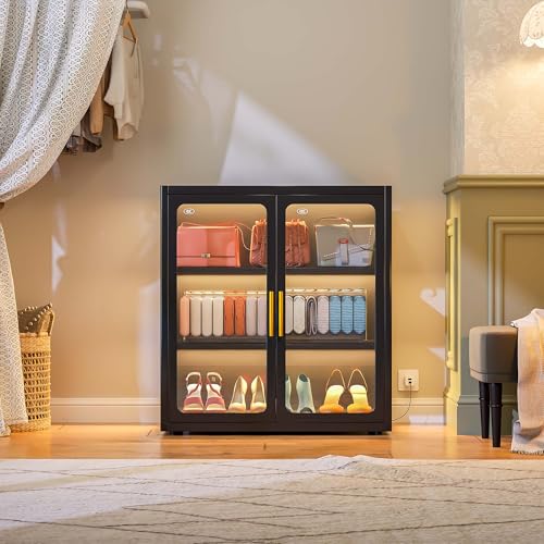 34" Glass Display Cabinet with RGB Lights and Adjustable Shelves