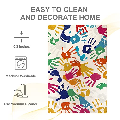 Large 5'x7' Washable Kids Play Rug, Non-Slip Soft Area Rug for Nursery