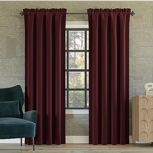 Sun Zero Oslo Theater Grade Extreme Total Blackout Rod Pocket Curtain Panel, 52" x 63", Wine Red