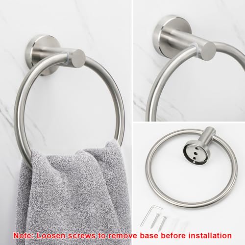 NearMoon Stainless Steel Bathroom Towel Ring - Wall Mounted Brushed Nickel