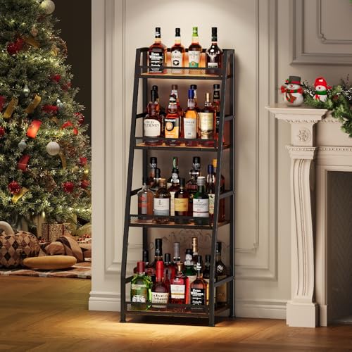 4-Tier Trapezoid Liquor Stand, Freestanding Wine Rack Display Shelf