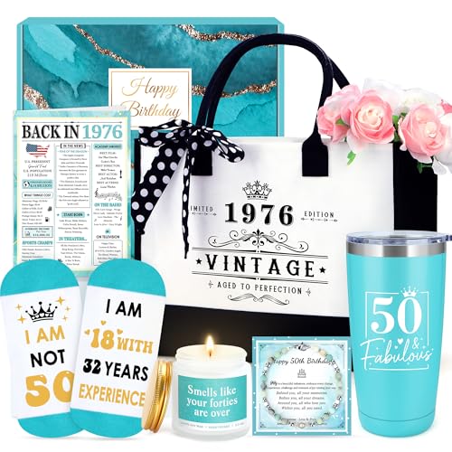 50th Birthday Gift Set for Women - 7-Piece Luxury Birthday Basket for Her