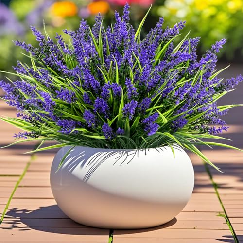 Purple Artificial Outdoor Flowers - 24 Bundles UV Resistant Faux Plants