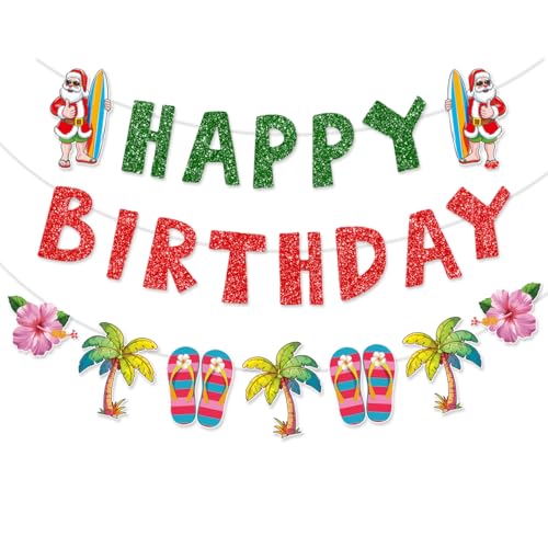 Pre-assembled Christmas & Birthday Banner Set for Tropical & Hawaiian Holiday Parties