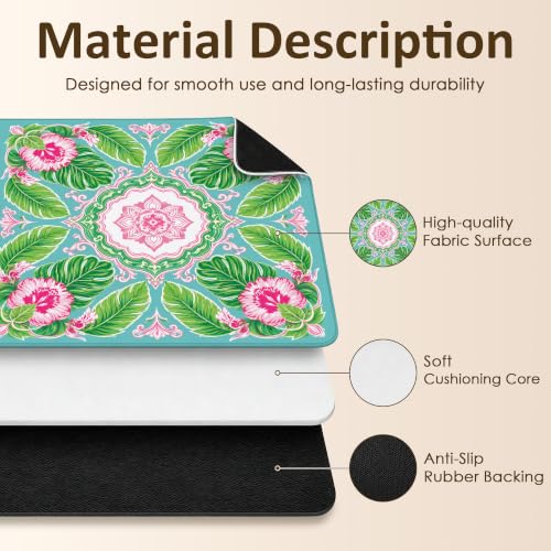 Floral Mahjong Table Mat 31.5" x 31.5" Anti-Slip Noise-Reducing Play Surface