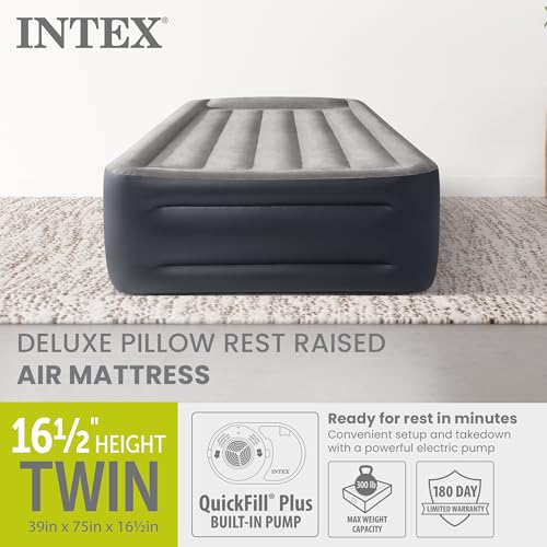 Twin Air Mattress with Built-In Electric Pump & Pillow - 16.5" Raised