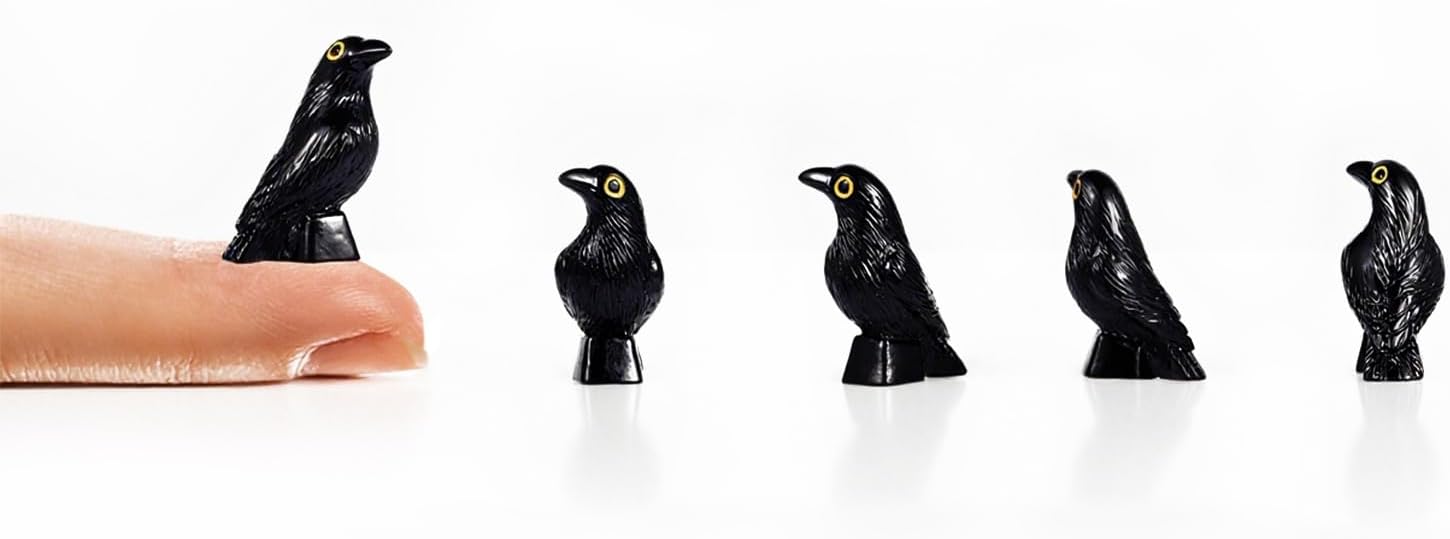 Skiennix Halloween Miniature Crow Figurines - 100 Pcs Tiny Resin Animal Ornaments for Craft & Decor