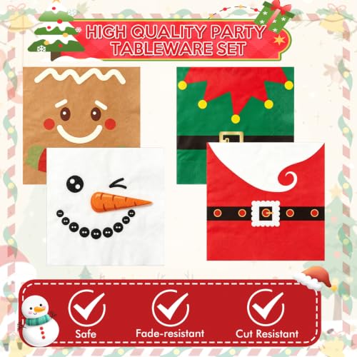 Funhax Christmas Plates and Napkins Party Supplies - 80 Pcs Holiday Tableware Sets