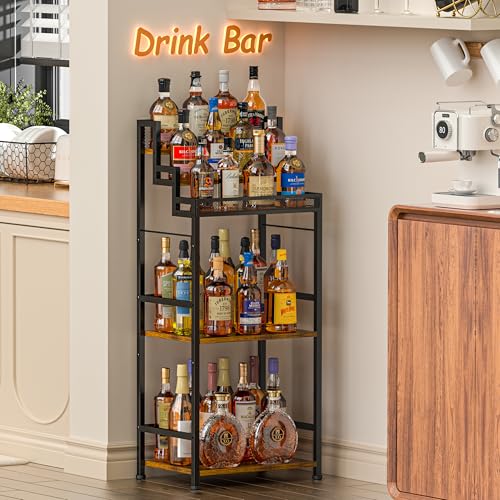 5-Tier Industrial Liquor Cabinet and Wine Rack with Metal Storage Shelves