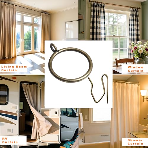 Metal Curtain Rings with Hooks, 1.5-Inch Drapery Rings Set - 52 Piece