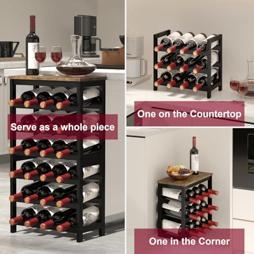 6-Tier Bamboo Wine Rack - 24 Bottle Freestanding Modular Storage Shelf