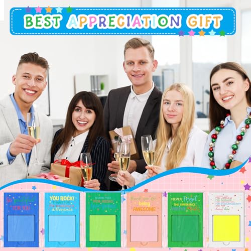Motipuns Pastel Bright Colorful Christmas Appreciation Sticky Note Pad & Holder Set - 72 Pieces