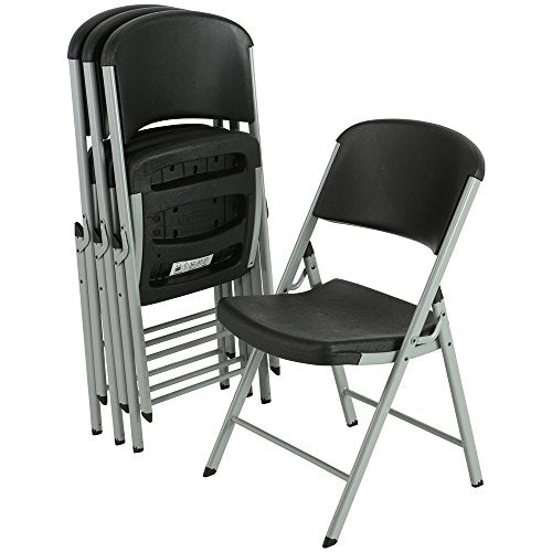 Commercial Grade Folding Chairs, 4 Pack, Heavy Duty Steel Frame, Black