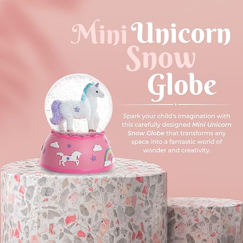 Miniature Shatterproof Unicorn Snow Globe with Light-Up Glitter
