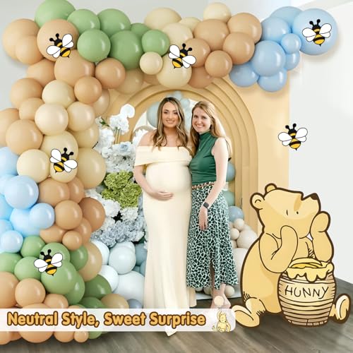 Large 27.5-Inch Bear Party Cutout Prop with Balloons and Bee Stickers