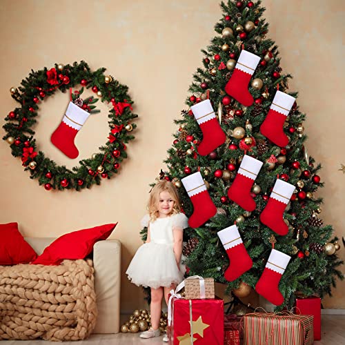 ANVAVO 16 Pack Christmas Stockings 18 Inch Red Felt Holiday Fireplace Decorations