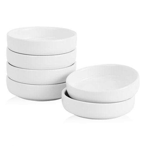 Swuut Ceramic Soy Sauce Dish,3.5 Inch Dipping Bowls Side Dishes Set of 6, Small Appetizer Pinch Dip Bowls for Condiments, Sushi, Ketchup, BBQ (White)