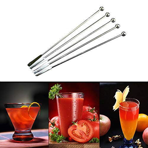 Silver 20 pcs Stainless Steel Coffee & Cocktail Stir Sticks 7.4" Reusable Barware