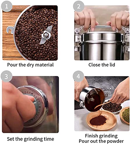 750g Electric Grain Mill Grinder High Speed Stainless Steel Powder Machine