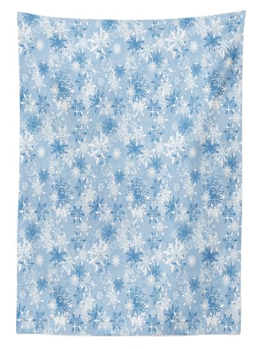 Ambesonne Blue & White Snowflake Tablecloth 84x60 Inches Holiday Decor