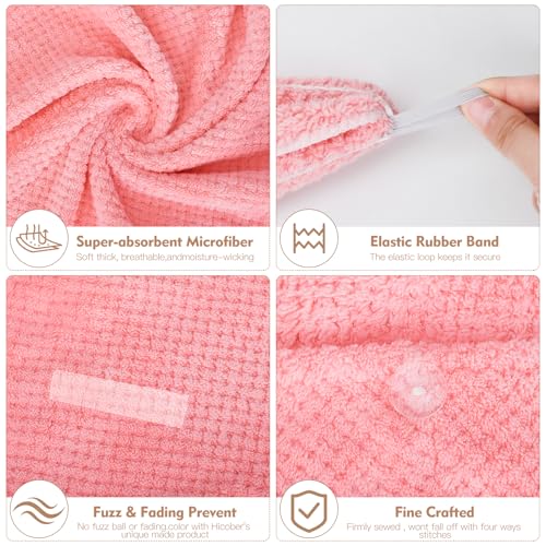 OEAGO Microfiber Hair Towel for Women Teen Girls - Fast Dry, Gentle, Lightweight - Blue, Grey, Pink