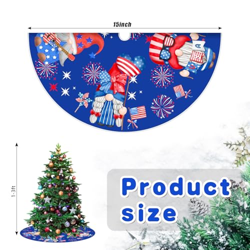 15-Inch Reversible Mini Tree Skirt - Patriotic 4th of July & Summer Gnomes