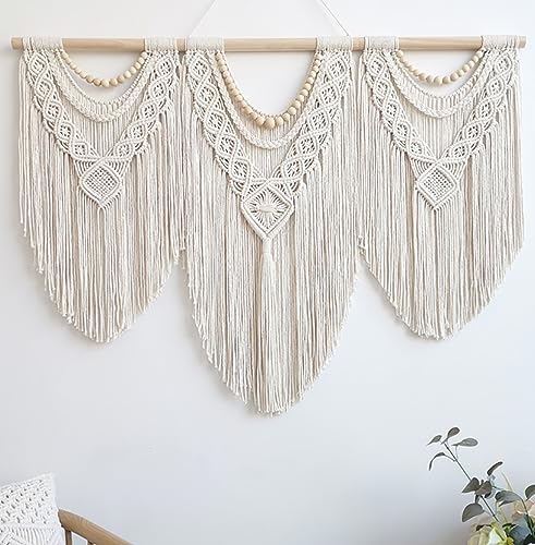Large Macrame Wall Hanging - Boho Woven Cotton Tapestry Wall Decor