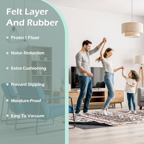 8x10ft Non-Slip Rug Pad, Waterproof Felt Carpet Mat for Hardwood Floors