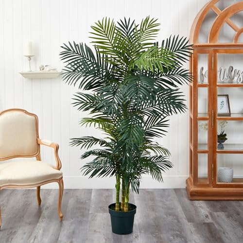 6.5 ft Artificial Golden Cane Palm Tree - Lifelike Silk Indoor Plant