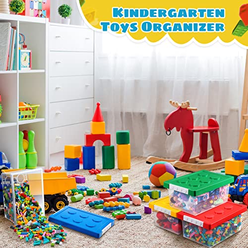 4-Pack Stackable Toy Storage Bins with Brick-Shaped Lids, Small