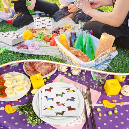 Frienda Dachshund Dog Cocktail Napkins 3-Ply 5x5 Inch - Pack of 60