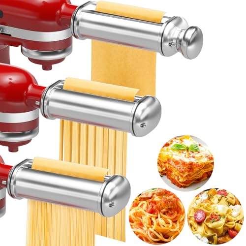 3-Piece Stainless Steel Pasta Maker Attachment for Stand Mixers
