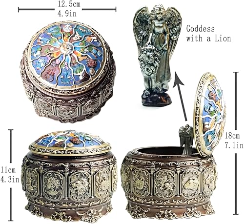 Briskfeel Music Box with Sun & Zodiac Signs, Rotating Goddess, Plays