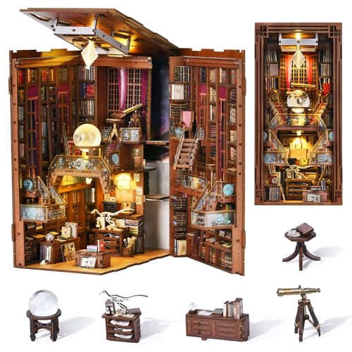 DIY Wooden Book Nook Kit - Miniature Private Library with LED & Dust Cover