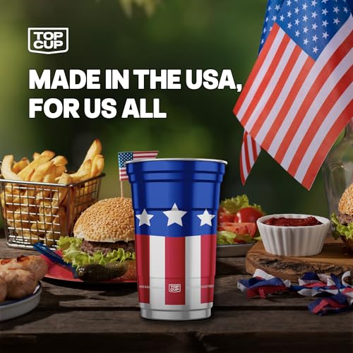 Top Cup Reusable Aluminum Party Cups, 20 oz, 20 Count, Americana