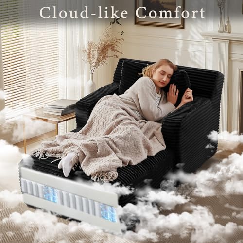 Oversized Corduroy Chaise Lounge Chair, 65-inch Deep Seat Indoor Sofa