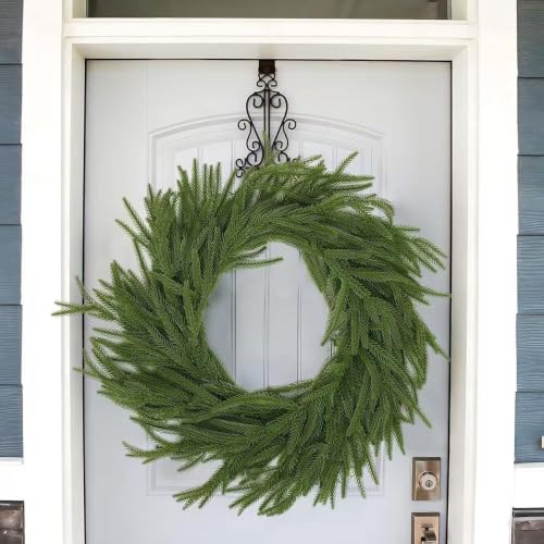 KIZORA 2PCS 6FT Faux Norfolk Pine Garland - Solid Green Christmas Decor
