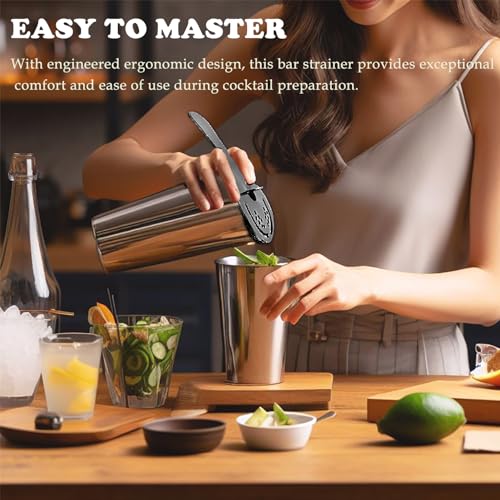 Sipoyen Black Cocktail Strainer with Removable Spring Stainless Steel Hawthorne Bar Tool