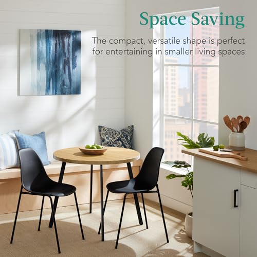 Best Choice Products 35.5-Inch Natural Round Dining Table for 2-4, Mid-Century Kitchen Nook