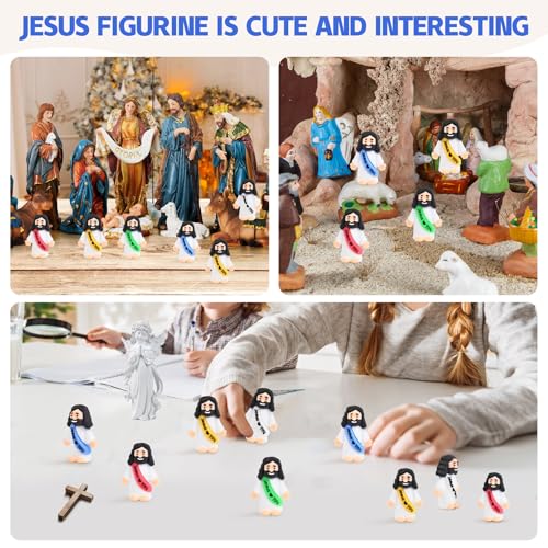 215 Mini Jesus Figurines, Tiny Rubber Religious Party Favors for Easter