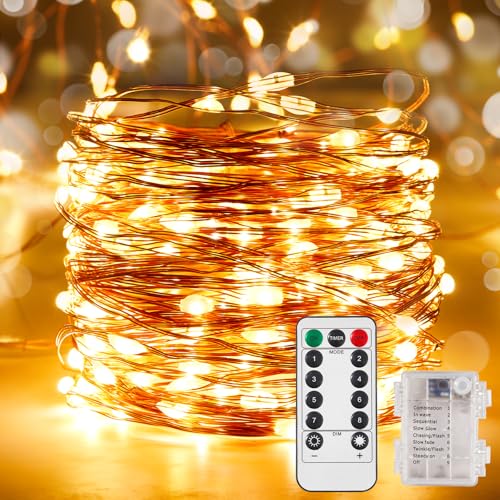 Ariceleo 4 Pack Outdoor String Lights 65.6 Ft Warm White LED with Remote & Timer, Waterproof Fairy Lights for Patio, Wedding, Party