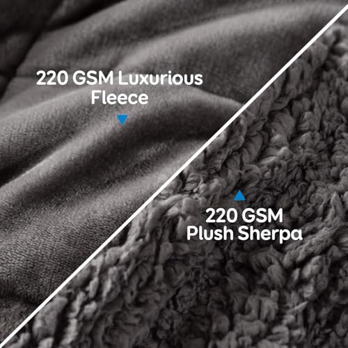 15 lbs Weighted Blanket Queen Size 60x80 Inches Soft Sherpa Fleece Grey