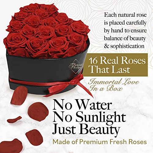 Preserved Red Roses in Heart Gift Box - Real Forever Flower Gift Set