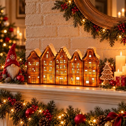 Lighted Gingerbread House Christmas Decor - Indoor Holiday Village Scene