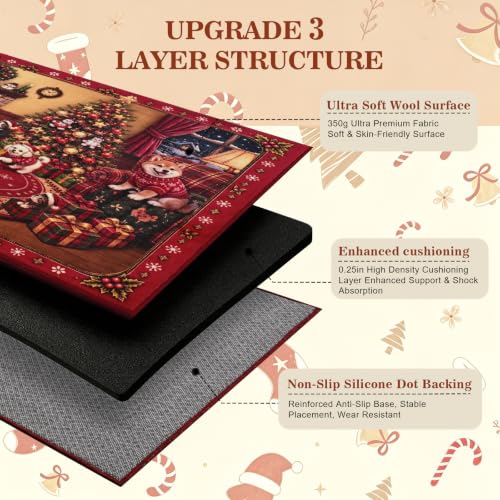 AtawLege 6' x 9' Christmas Area Rug - Non-Slip Washable Faux Wool Living Room