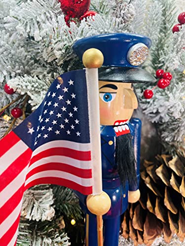 14-Inch Patriotic Air Force Nutcracker - Handcrafted Blue Wood Decor