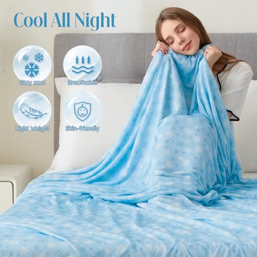 Cooling Blanket Throw - 50'' x 70'' Lightweight Soft Ice Cold Blanket for Hot Sleepers